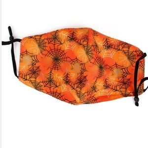 3/$20 Halloween Orange Spider Web Adult Facemask